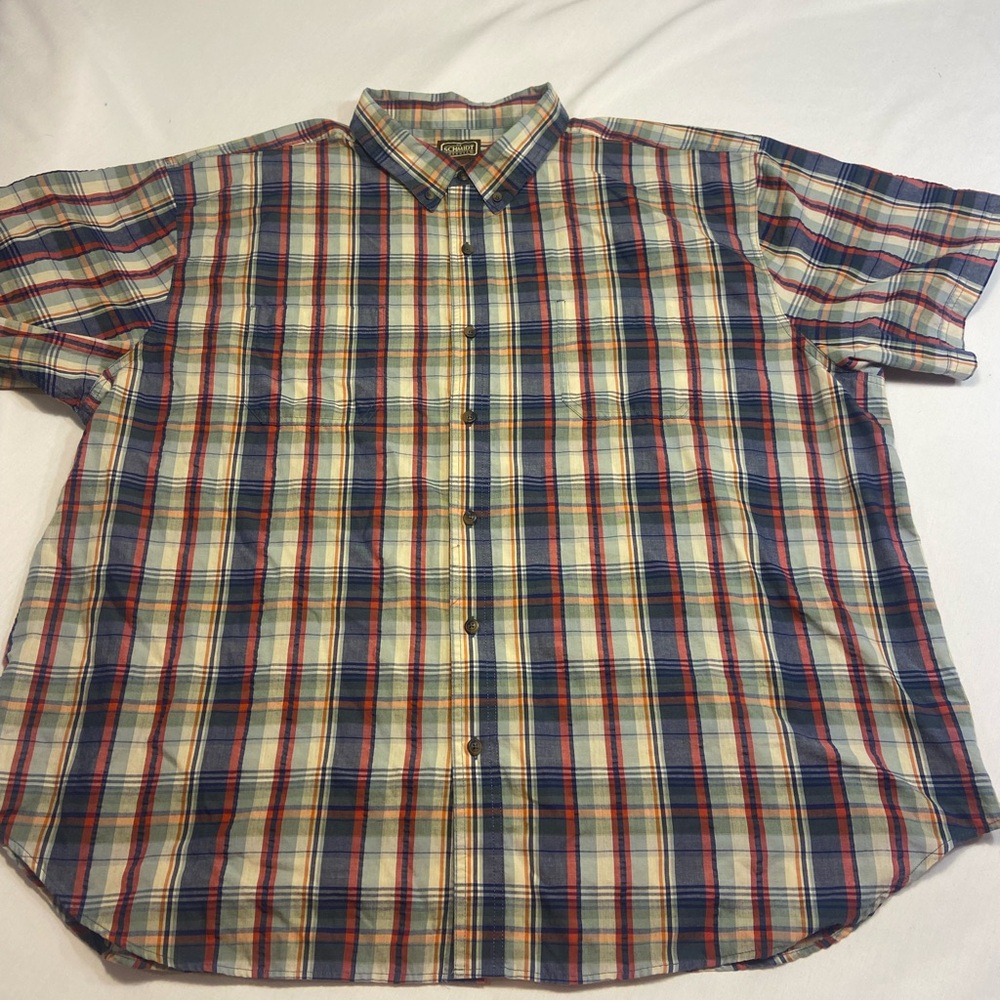 CE Schmidt Workwear Blue and Red Plaid Short Sleeve Shirt